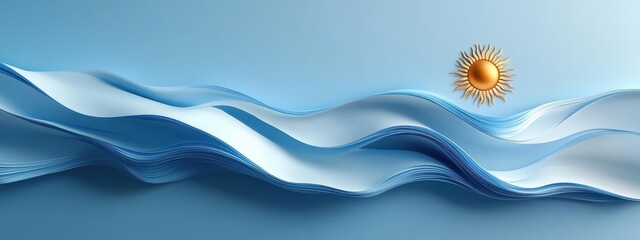 Naklejka premium A Serene Abstract Representation of Waves and Sunlight Invoking Tranquility and Calmness