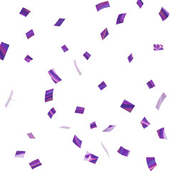 flying purple confetti on transparent background, PNG, cutout