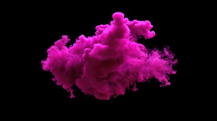 Elegant swirling bright pink smoke on a black background, creating a high-contrast effect