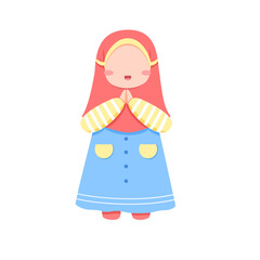 Little girl wearing hijab and dress eid al fitr