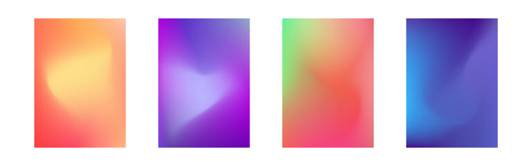 Cover gradient set. Bright color design templates. A4 poster background. Modern liquid texture for banner, flyer, brochure. Abstract fluid collection. Vector illustration.