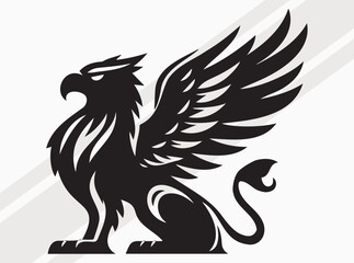 Griffin Silhouette Black Color Mythical Winged Beast Vector Art and Clipart for Designs