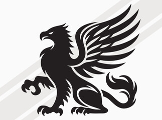 Griffin Silhouette Black Color Mythical Winged Beast Vector Art and Clipart for Designs
