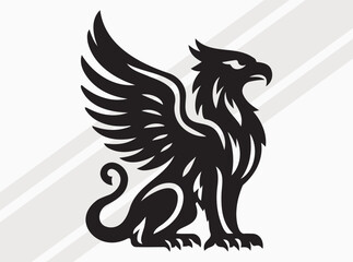 Griffin Silhouette Black Color Mythical Winged Beast Vector Art and Clipart for Designs