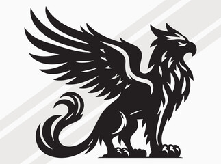 Fototapeta premium Griffin Silhouette Black Color Mythical Winged Beast Vector Art and Clipart for Designs