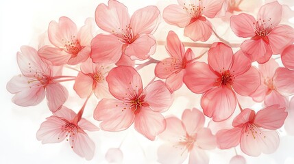 A delicate arrangement of pink cherry blossom flowers against a soft background.