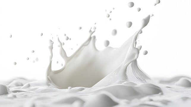 White Milk Splash Isolated on White Background