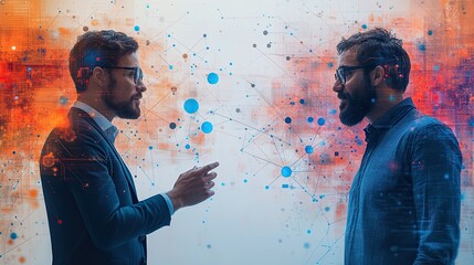 Two men are discussing technology and ideas together now