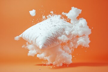 A White Pillow Explodes in a Fluffy Cloud of Stuffing