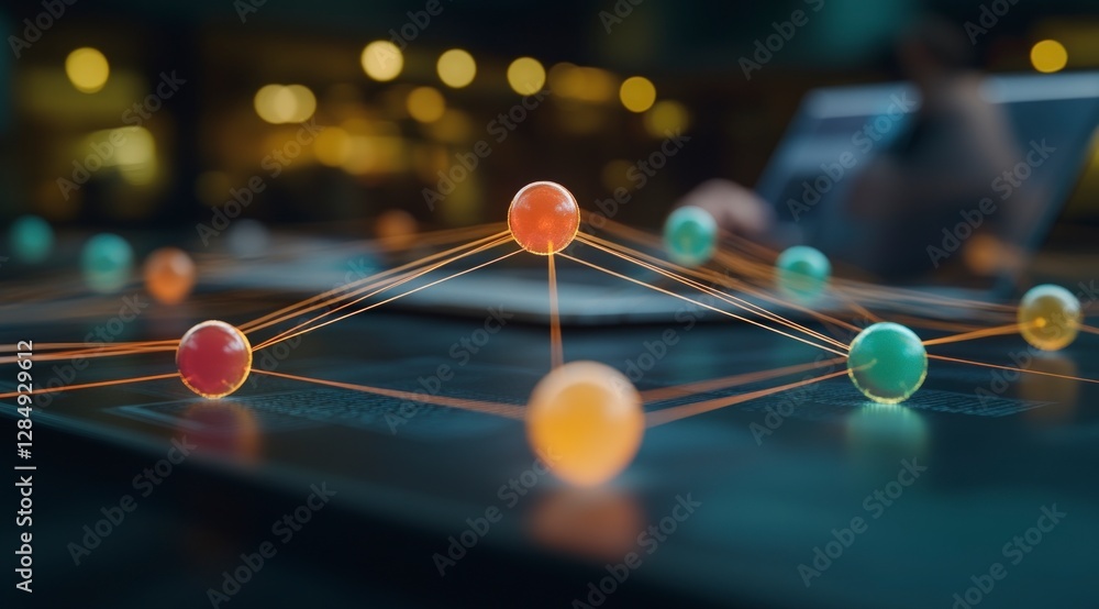 Poster ai network data points connections global network technology innovation future digi