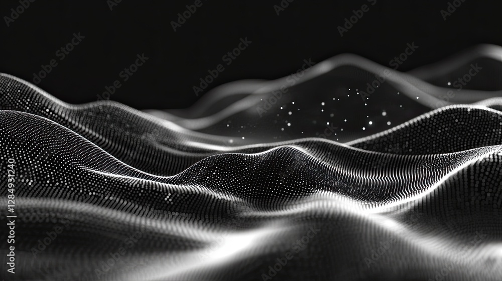 Poster abstract digital wave, futuristic technology background with particle effects.