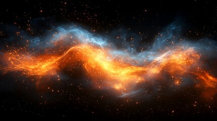 Fototapeta premium Abstract cosmic fiery nebula, swirling colors, deep space