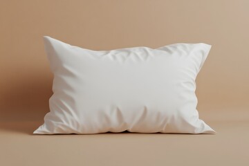 The Soft White Pillow Resting Comfortably Against Beige Background
