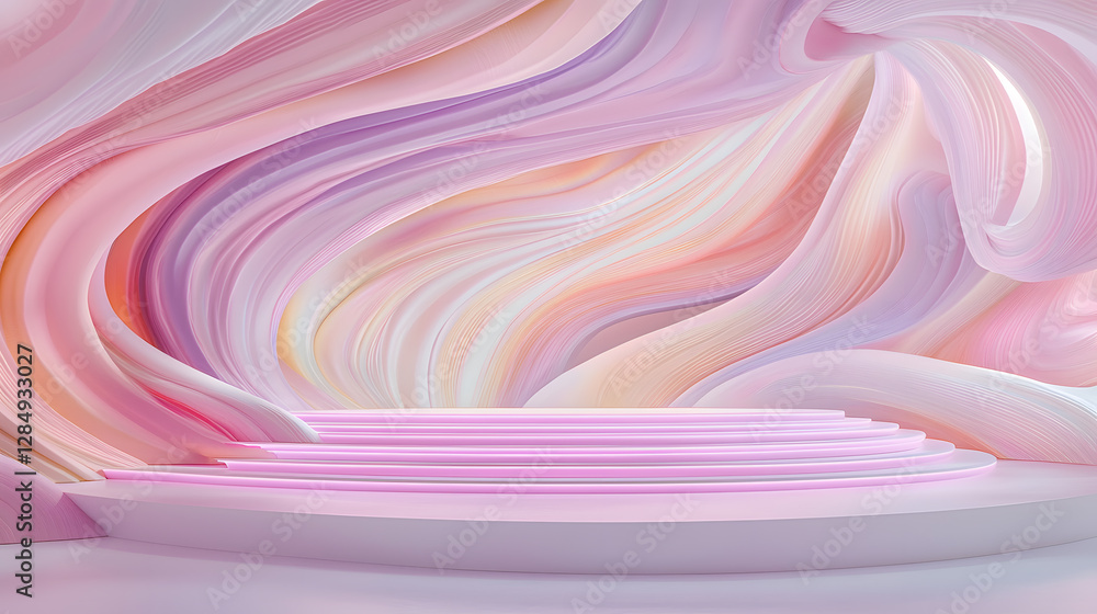 Aufkleber elegant abstract design in soft pink hues studio setting 3d render artistic environment close-up vie