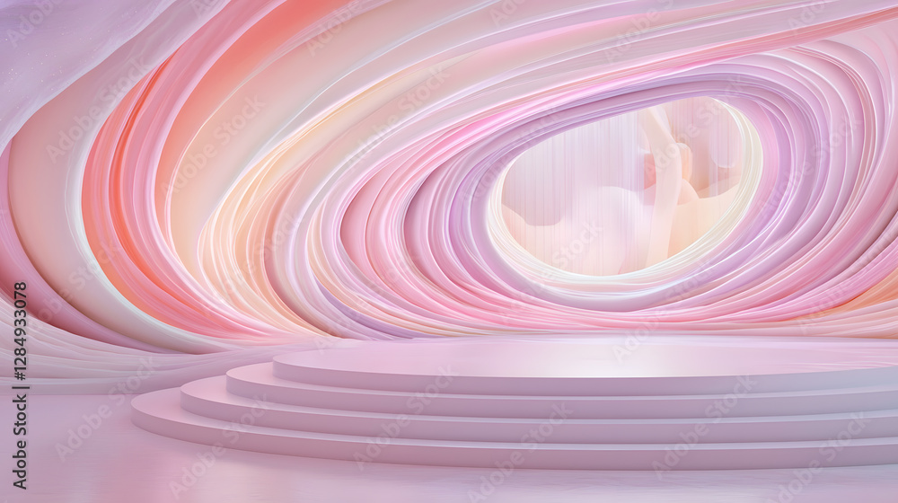Poster dynamic abstract stage design modern gallery visual art studio setup wide angle creative expression