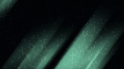 Of a dark green background with white dots..