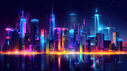 Fototapeta premium vibrant glowing holographic cityscape