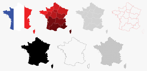 Fototapeta premium Collection of France Map Europe Country