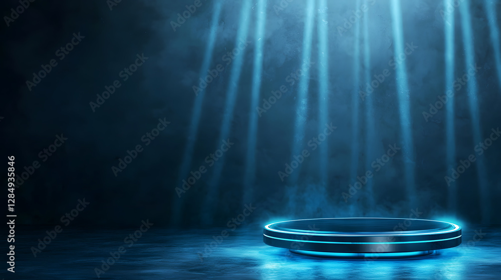 Poster illuminated stage setup for a performance dark environment digital art dramatic lighting effects low