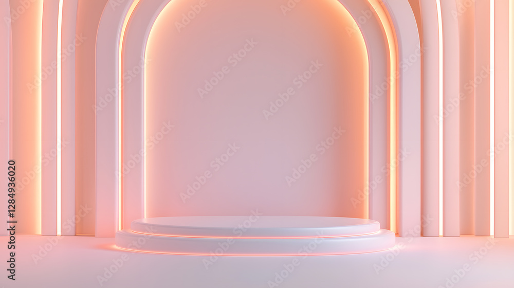 Aufkleber stunning architectural showcase minimalist stage 3d render soft lighting front view modern design co