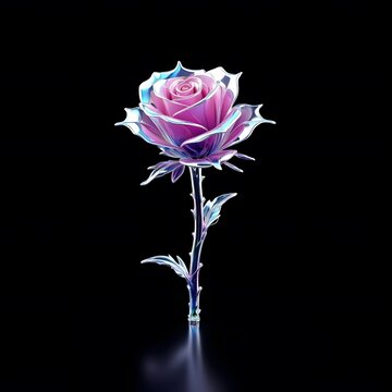 Chrome liquid metal flower. 3D render, modern design. Isolated holographic futuristic floral icon. Y2K, brutalism retro futurism concept.