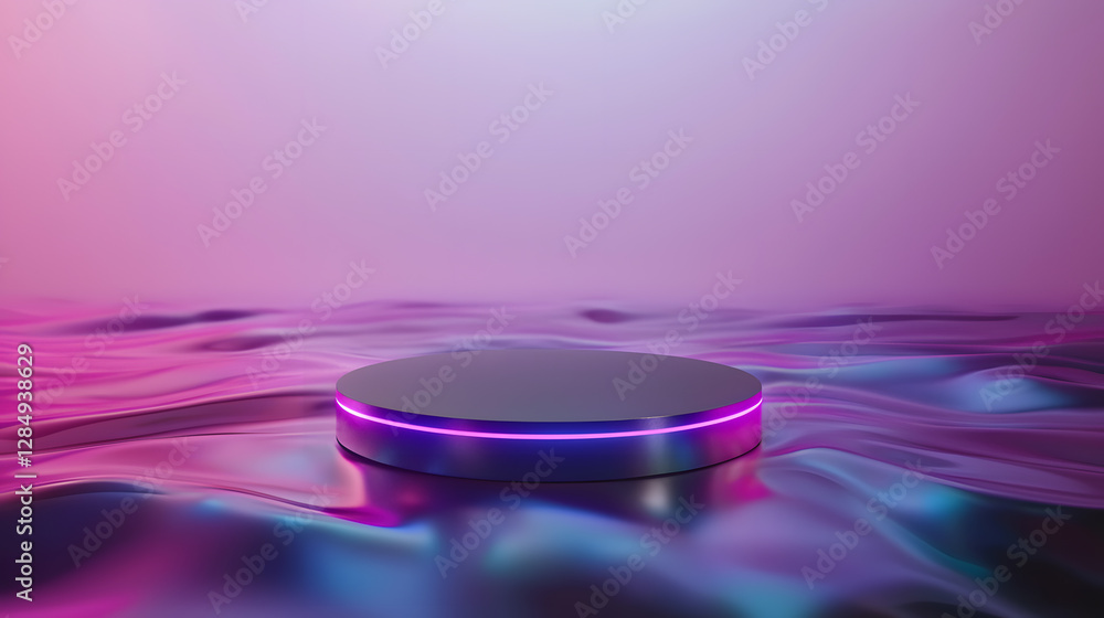 Poster dynamic light reflection abstract setting digital art futuristic concept serene water surface innova