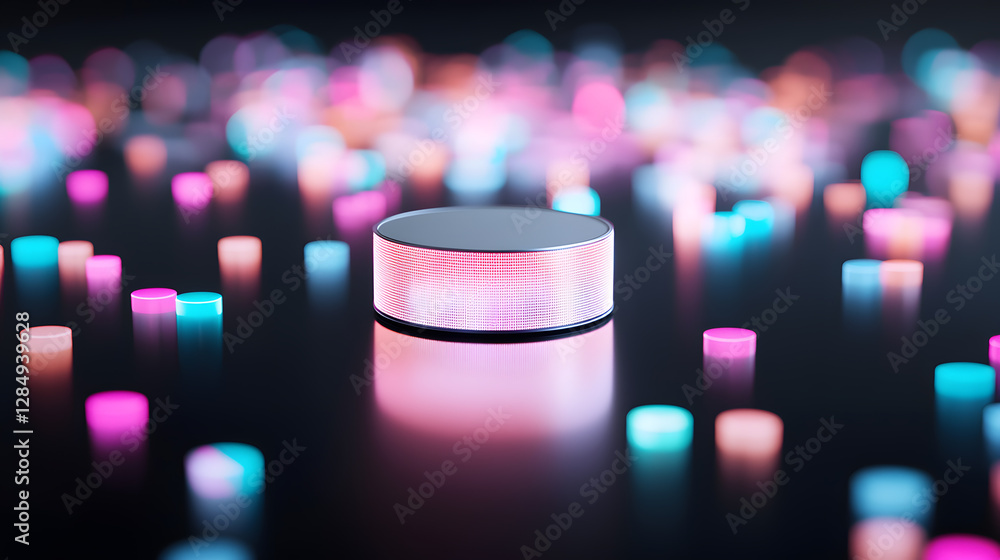 Poster vibrant light display futuristic setting digital art nighttime environment close-up view concept of 
