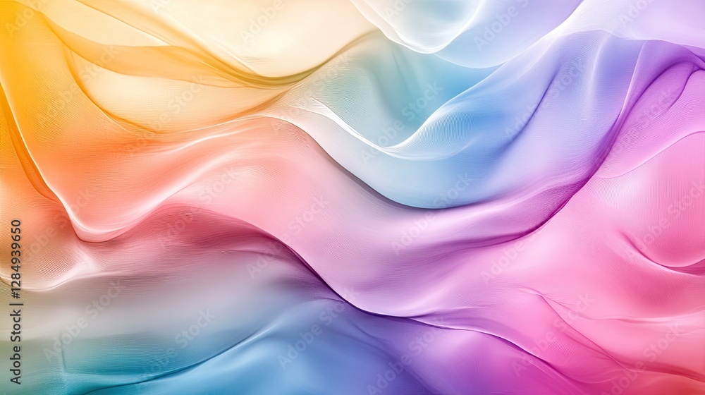 Poster abstract layered waves with bright gradient colors, creating a sense of movement and flow.