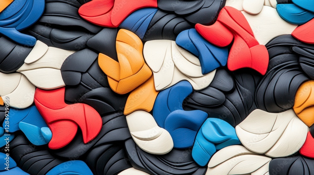 Poster abstract colorful 3d shapes multicolored organic forms textured background