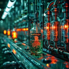 Innovative Antidote Formula &ndash; Glowing Liquid in a Research Facility