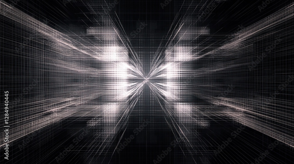 Poster abstract mesh design on a dark background, adding a futuristic and technical feel to digital design 