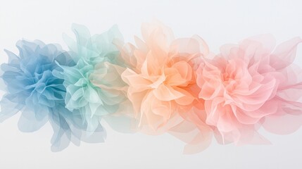 Pastel Flower Arrangement  Soft Texture  Sheer Fabric  Floral Design  Bokeh Background