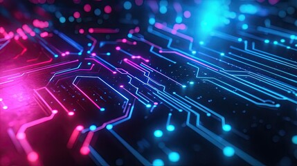 Abstract neon-colored electric circuitry on dark background, glowing energy lines.