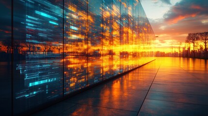 Sunset Data Center Wall Cityscape