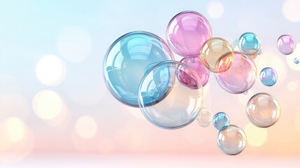 Floating Pastel Bubbles   Abstract Background  Rainbow  Light   Translucent Spheres