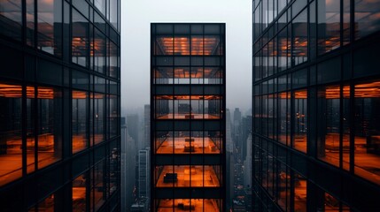 Fototapeta premium Modern Skyscraper Metropolis Cityscape Architecture at Night