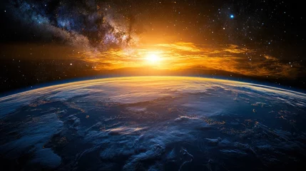 Photo sur Plexiglas Earthrise sunrise space cosmos Milky Way nebula background