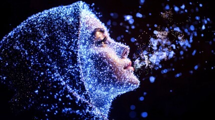 AI  Machine Learning  Digital Woman  Data Flow  Futuristic Portrait  Technology Concept  A