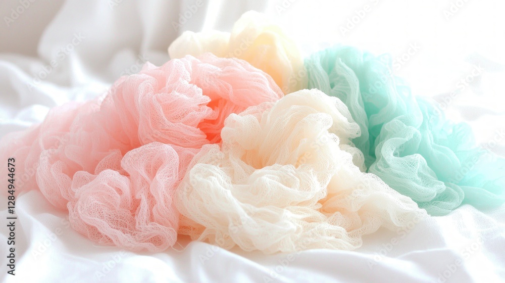 Poster pastel fabric texture soft elegant draped netting