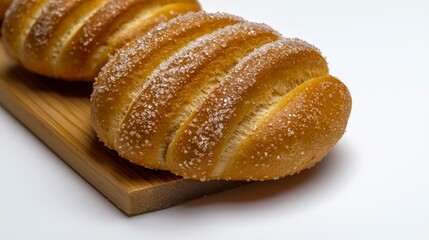 Delicious Golden Brown Sugar Coated Bread Rolls on Wood