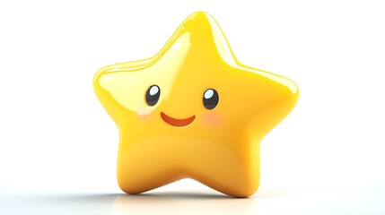 3D rendering of a yellow star icon isolated on a white background, in a cartoon style, with a colorful illustration, soft colors, a clean and simple design, and a minimali