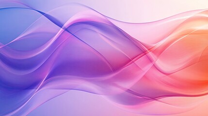 Naklejka premium Abstract wave-like curves, with overlapping transparent sections in pink and purple. 