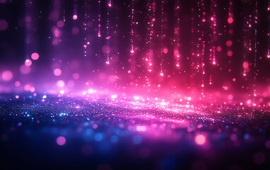 Cyberpunk Glitch Art with Vibrant Blue and Purple Light Streaks