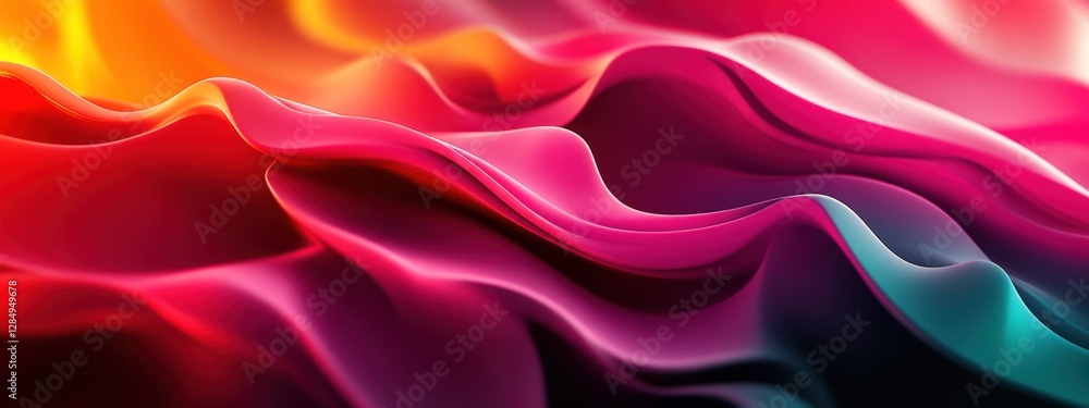 Poster abstract colorful waves: vibrant hues and dynamic flowing forms in digital art