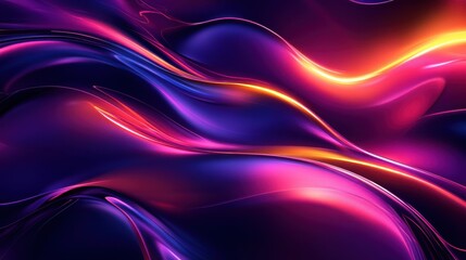 Naklejka premium Abstract Swirling Neon Lightscape: Vibrant Purple Pink and Orange Hues