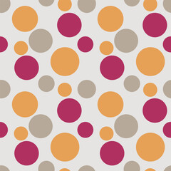 Seamless abstract textures. Retro pattern, minimalistic drawn elements, repeating dots and spots. Textile, wrapping paper, wallpaper design. Yellow, pink, beige.