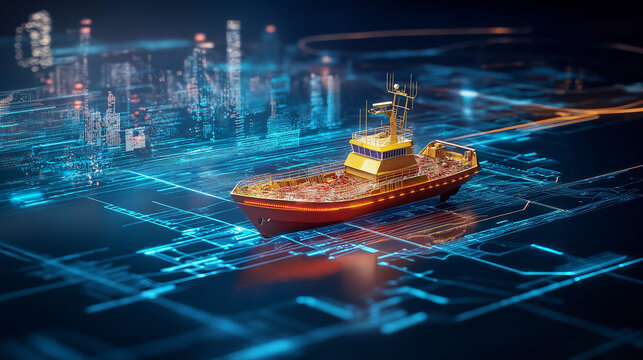 Kleines Schiff navigiert durch digitale Wasserstra&szlig;en der Zukunft

