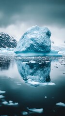 Antarctic iceberg reflection, glacial landscape