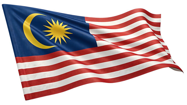 Waving flag of malaysia isolated on white. generative ai
