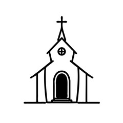 Minimalist Church Silhouette with Cross Icon